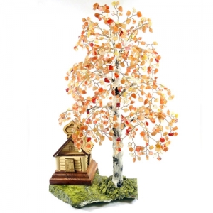 Береза скульптурная из сердолика - дерево счастья