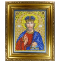 Икона - Христос - из граната и бисера 30х37 см