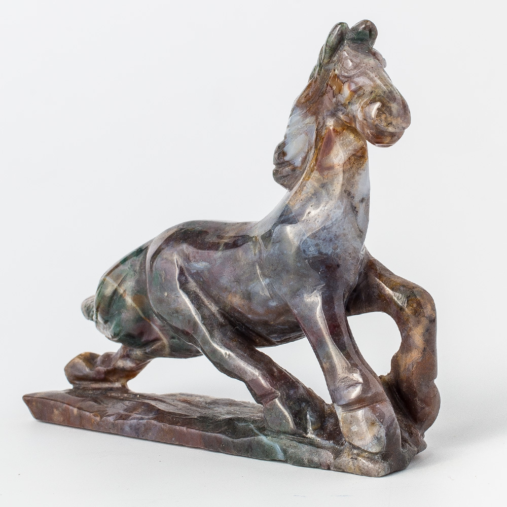 Фигурка из яшмы (резьба по камню) - Лошадь бегущая - 100х80 мм