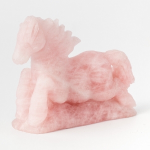 Фигурка из розового кварца (резьба по камню) - Лошадь - 60х100 мм
