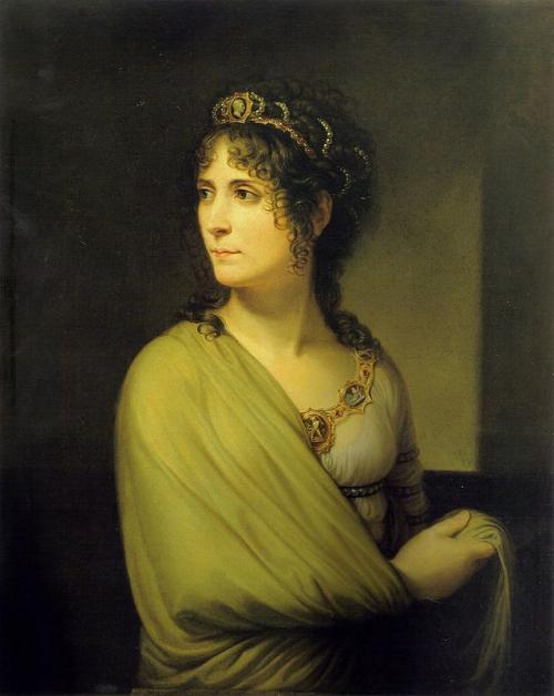 Жозефина де Богарне в образе древнеримской богини с камеями в волосах и ожерелье.