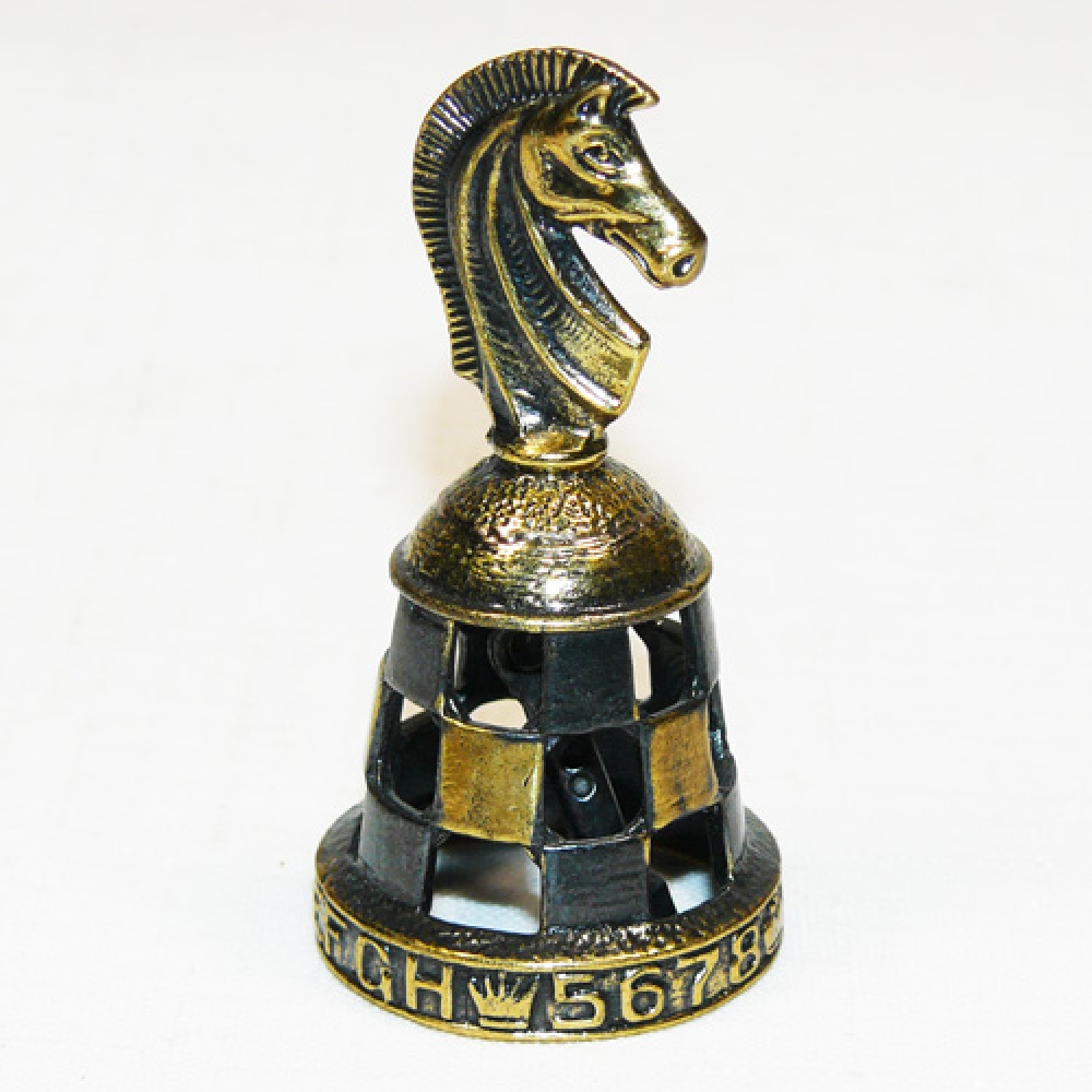 Фигурка из бронзы - Колокольчик - Шахматный конь - 30х60 мм