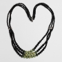 Ожерелье из змеевика и агата черного (3 нити) - Лукреция - 68 см 