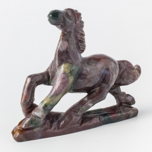 Фигурка из яшмы (резьба по камню) - Лошадь бегущая - высота 75 мм